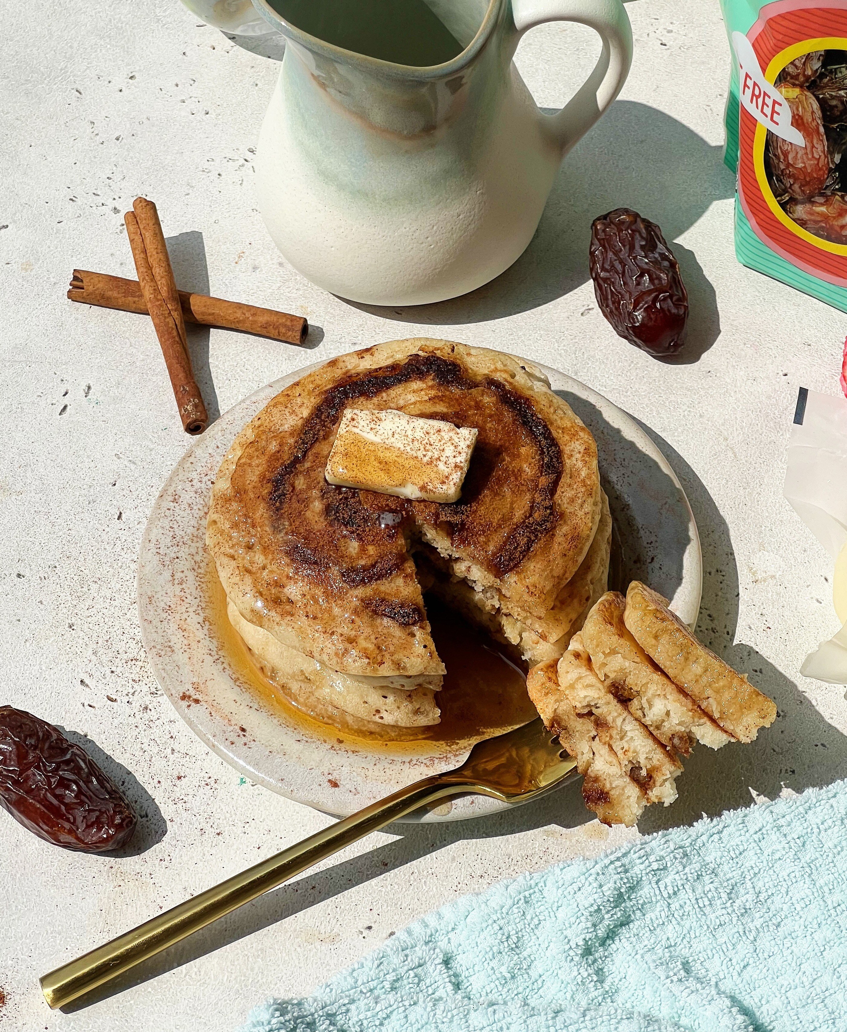 Cinnamon Date Swirl Pancakes